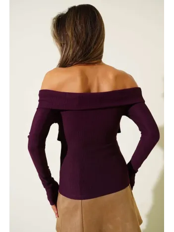 Madonna Çapraz Yaka Bluz Mürdüm T4331