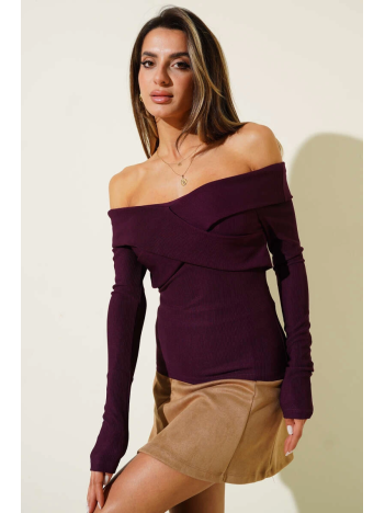 Madonna Çapraz Yaka Bluz mürdüm t4331 Madonna Çapraz Yaka Bluz mürdüm t4331