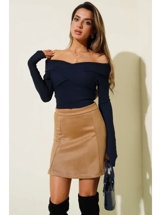 Madonna Çapraz Yaka Bluz Lacivert T4331