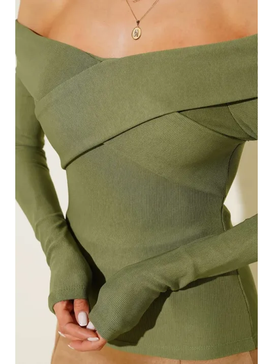 Madonna Çapraz Yaka Bluz Yeşil T4331