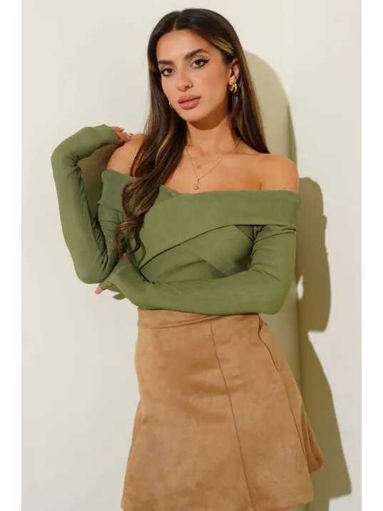 Madonna Çapraz Yaka Bluz Yeşil T4331