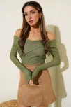 Madonna Çapraz Yaka Bluz Yeşil T4331