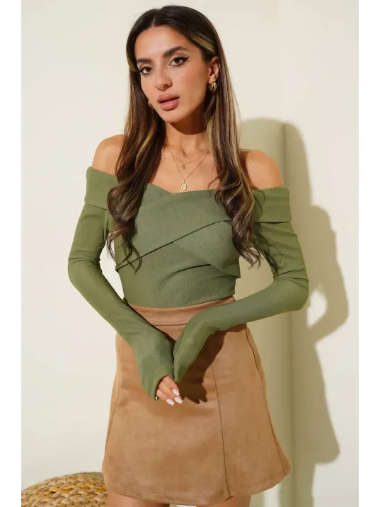 Madonna Çapraz Yaka Bluz Yeşil T4331