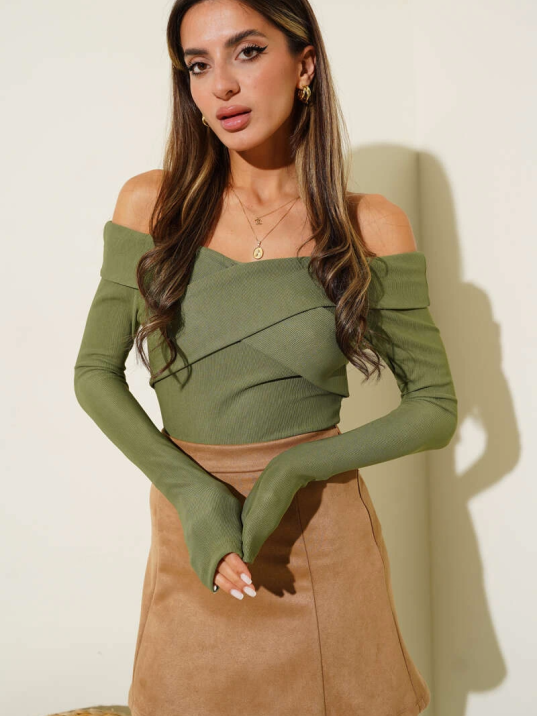 Madonna Çapraz Yaka Bluz Yeşil t4331 Madonna Çapraz Yaka Bluz Yeşil t4331