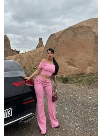 Madonna Yaka Bol Paça Pantolonlu Takım