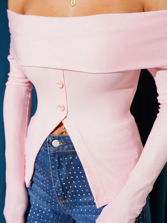 Madonna Yaka Düğmeli Bluz pembe t4329 Madonna Yaka Düğmeli Bluz pembe t4329