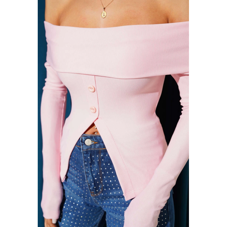 Madonna Yaka Düğmeli Bluz pembe t4329 Madonna Yaka Düğmeli Bluz pembe t4329