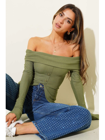 Madonna Yaka Düğmeli Bluz yeşil t4329 Madonna Yaka Düğmeli Bluz yeşil t4329