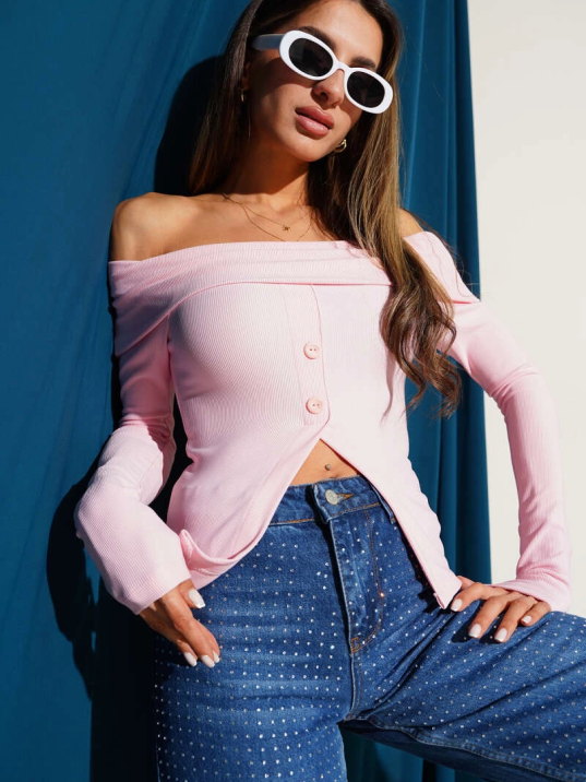 Madonna Yaka Düğmeli Bluz pembe t4329 Madonna Yaka Düğmeli Bluz pembe t4329