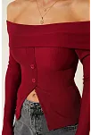 Madonna Yaka Düğmeli Bluz Bordo T4329