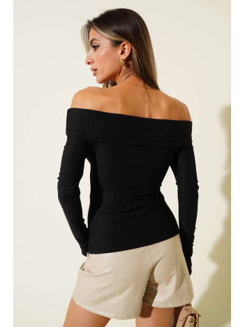 Madonna Yaka Düğmeli Bluz siyah t4329 Madonna Yaka Düğmeli Bluz siyah t4329