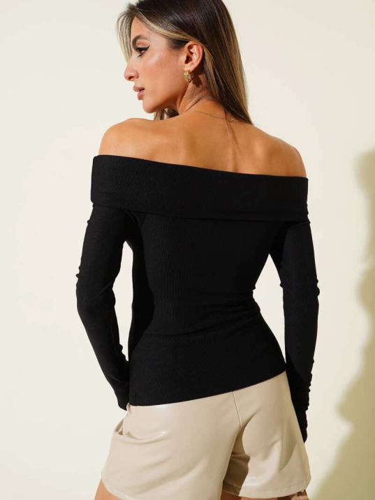 Madonna Yaka Düğmeli Bluz siyah t4329 Madonna Yaka Düğmeli Bluz siyah t4329