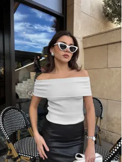 Madonna Yaka Sıfır Kol Bluz Gri