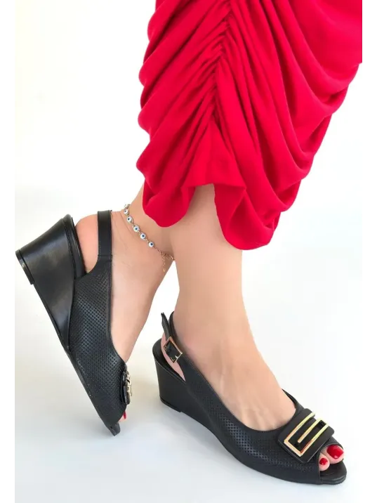 Mamba Siyah Cilt Dolgu Topuk Ayakkabı Mamba Siyah Cilt Dolgu Topuk Ayakkabı