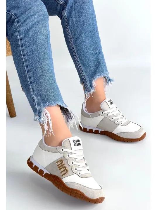 Marje Beyaz Cilt Bağcıklı Spor Ayakkabı