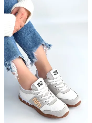 Marje Beyaz Cilt Bağcıklı Spor Ayakkabı