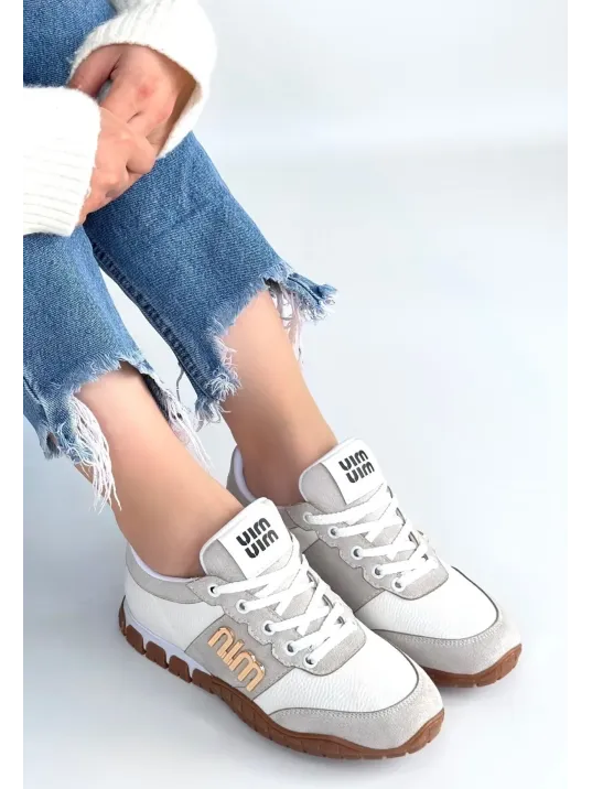 Marje Beyaz Cilt Bağcıklı Spor Ayakkabı