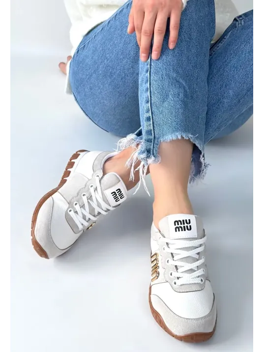 Marje Beyaz Cilt Bağcıklı Spor Ayakkabı