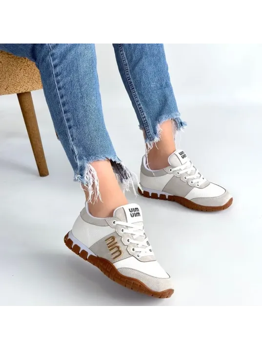 Marje Beyaz Cilt Bağcıklı Spor Ayakkabı