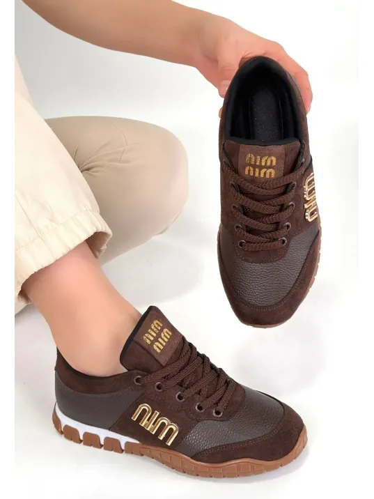 Marje Kahverengi Cilt Bağcıklı Spor Ayakkabı