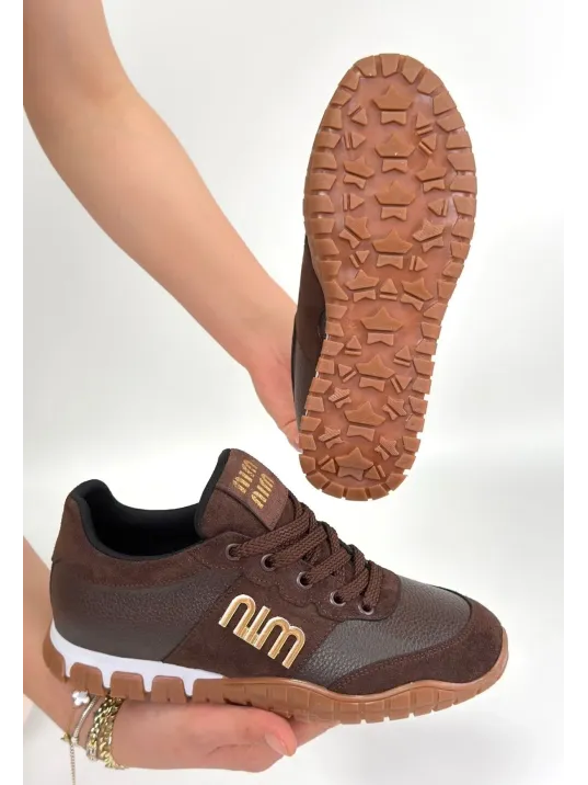 Marje Kahverengi Cilt Bağcıklı Spor Ayakkabı