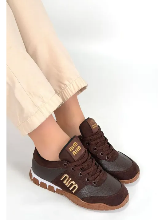Marje Kahverengi Cilt Bağcıklı Spor Ayakkabı