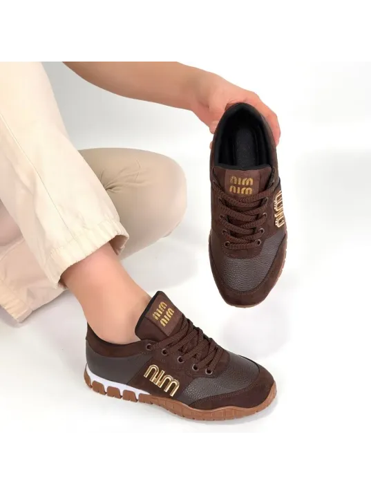 Marje Kahverengi Cilt Bağcıklı Spor Ayakkabı