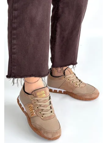 Marje Vizon Cilt Bağcıklı Spor Ayakkabı