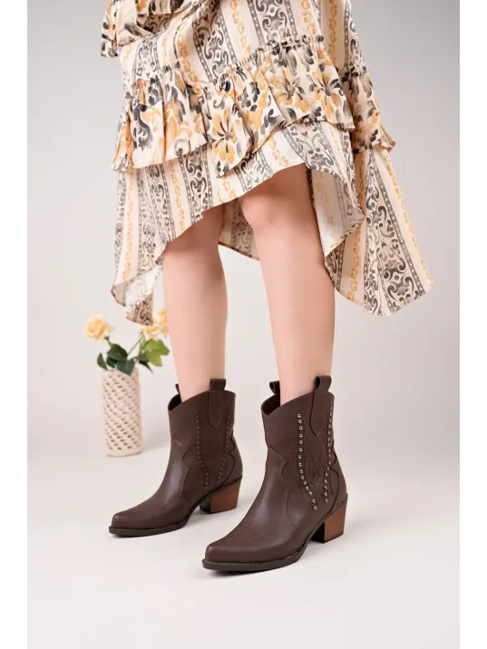 Matin Acı Kahve Cilt Topuklu Bot