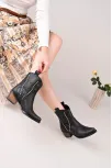 Matin Siyah Cilt Topuklu Bot