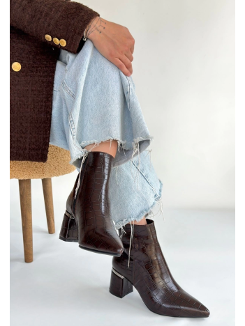 Meça Kahverengi Cilt Topuklu Bot Meça Kahverengi Cilt Topuklu Bot