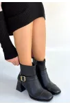 Mejjo Siyah Cilt Topuklu Bot
