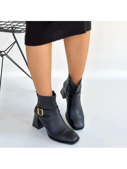 Mejjo Siyah Cilt Topuklu Bot