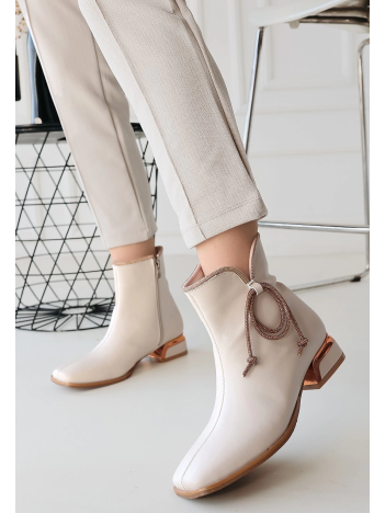 Melina Bej Cilt Topuklu Bot Melina Bej Cilt Topuklu Bot