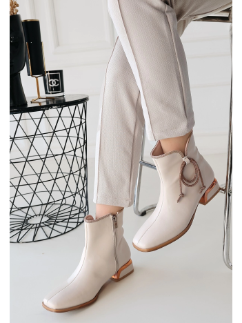 Melina Bej Cilt Topuklu Bot Melina Bej Cilt Topuklu Bot