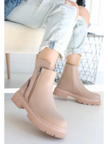 Menta Nude Cilt Fermuar Aksesuarlı Bot Menta Nude Cilt Fermuar Aksesuarlı Bot