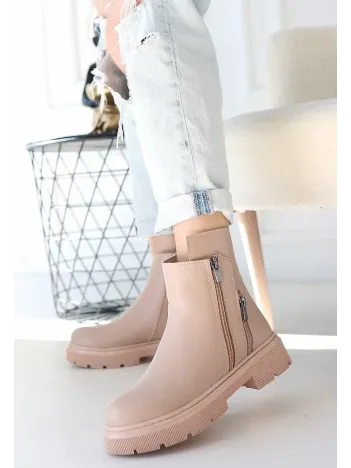 Menta Nude Cilt Fermuar Aksesuarlı Bot Menta Nude Cilt Fermuar Aksesuarlı Bot