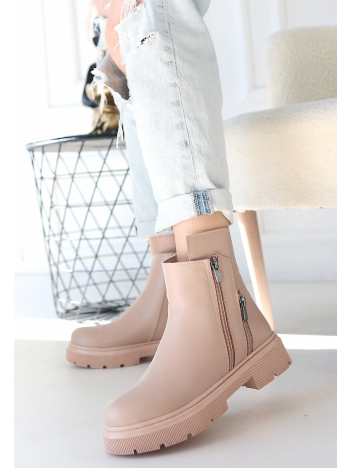 Menta Nude Cilt Fermuar Aksesuarlı Bot Menta Nude Cilt Fermuar Aksesuarlı Bot