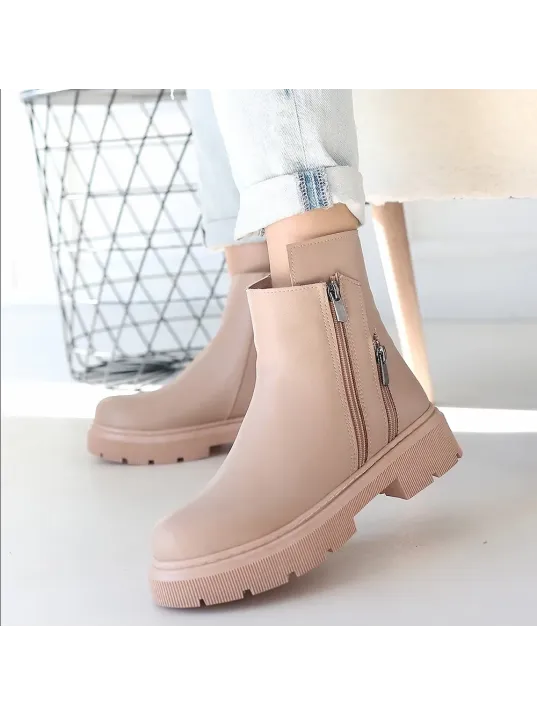 Menta Nude Cilt Fermuar Aksesuarlı Bot Menta Nude Cilt Fermuar Aksesuarlı Bot