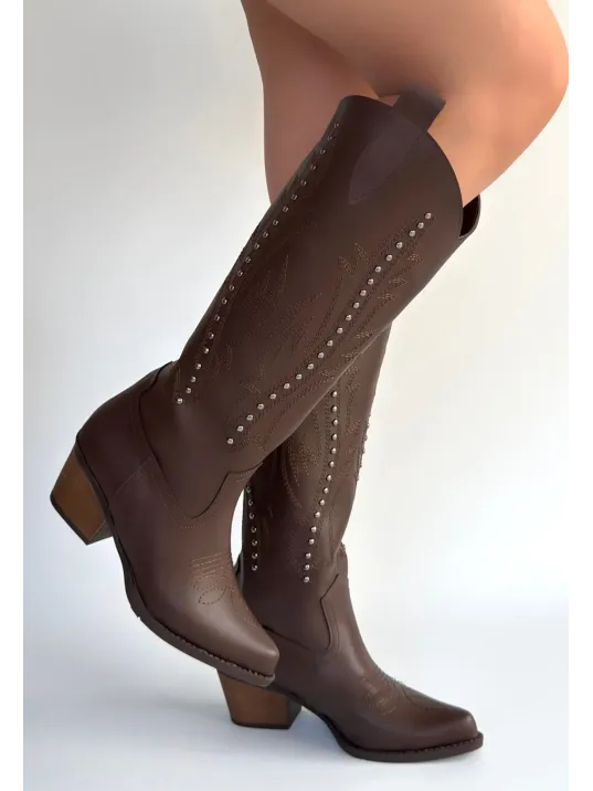 Meof Acı Kahve Cilt Topuklu Çizme Meof Acı Kahve Cilt Topuklu Çizme