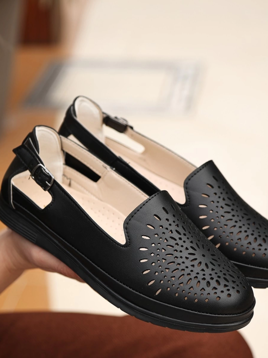 Meore Siyah Cilt Babet Ayakkabı Meore Siyah Cilt Babet Ayakkabı