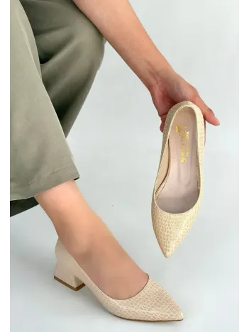 Meort Bej Rugan Topuklu Ayakkabı Meort Bej Rugan Topuklu Ayakkabı