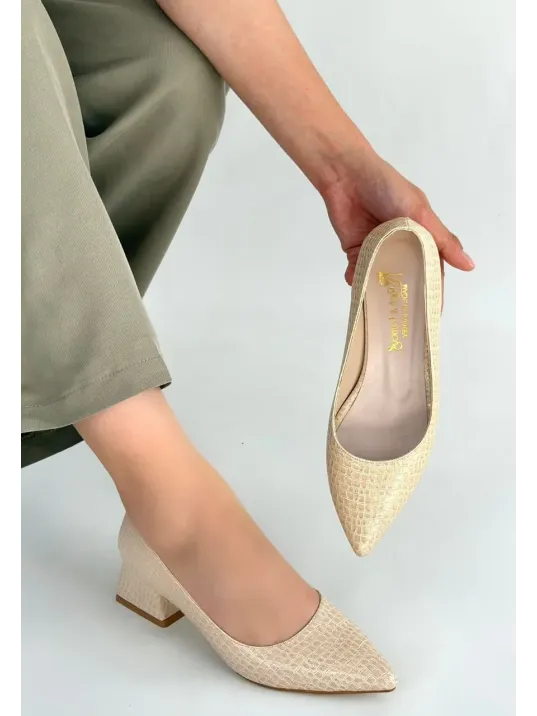 Meort Bej Rugan Topuklu Ayakkabı Meort Bej Rugan Topuklu Ayakkabı