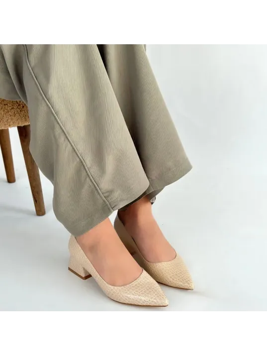 Meort Bej Rugan Topuklu Ayakkabı Meort Bej Rugan Topuklu Ayakkabı