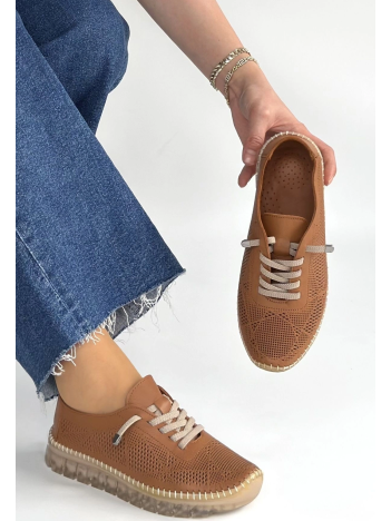 Merja Taba Deri Bağcıklı Spor Ayakkabı