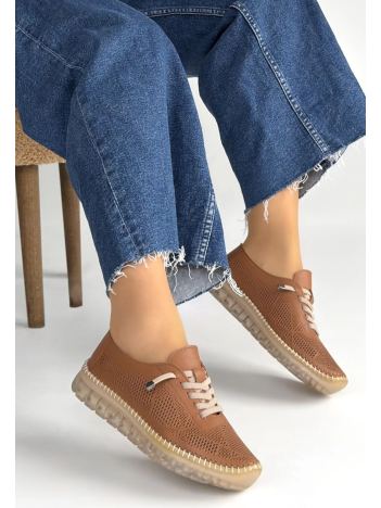 Merja Taba Deri Bağcıklı Spor Ayakkabı