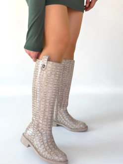 Metta Bej Cilt Desenli Çizme