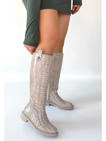Metta Bej Cilt Desenli Çizme