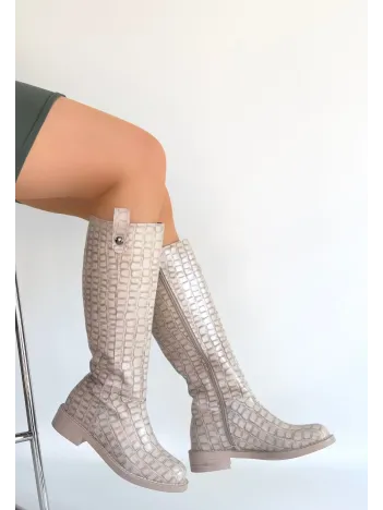 Metta Bej Cilt Desenli Çizme Metta Bej Cilt Desenli Çizme