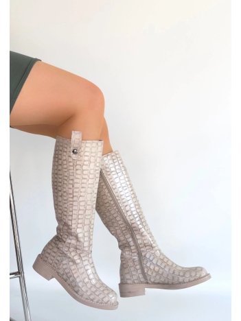 Metta Bej Cilt Desenli Çizme